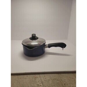 1801 Revere Ware Non-Stick Black Hard Anodized Sauce Pan Dual Spout 1.5 QT Lid